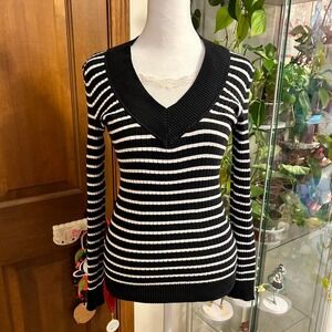 women's y2k l.e.i striped babydoll sweater